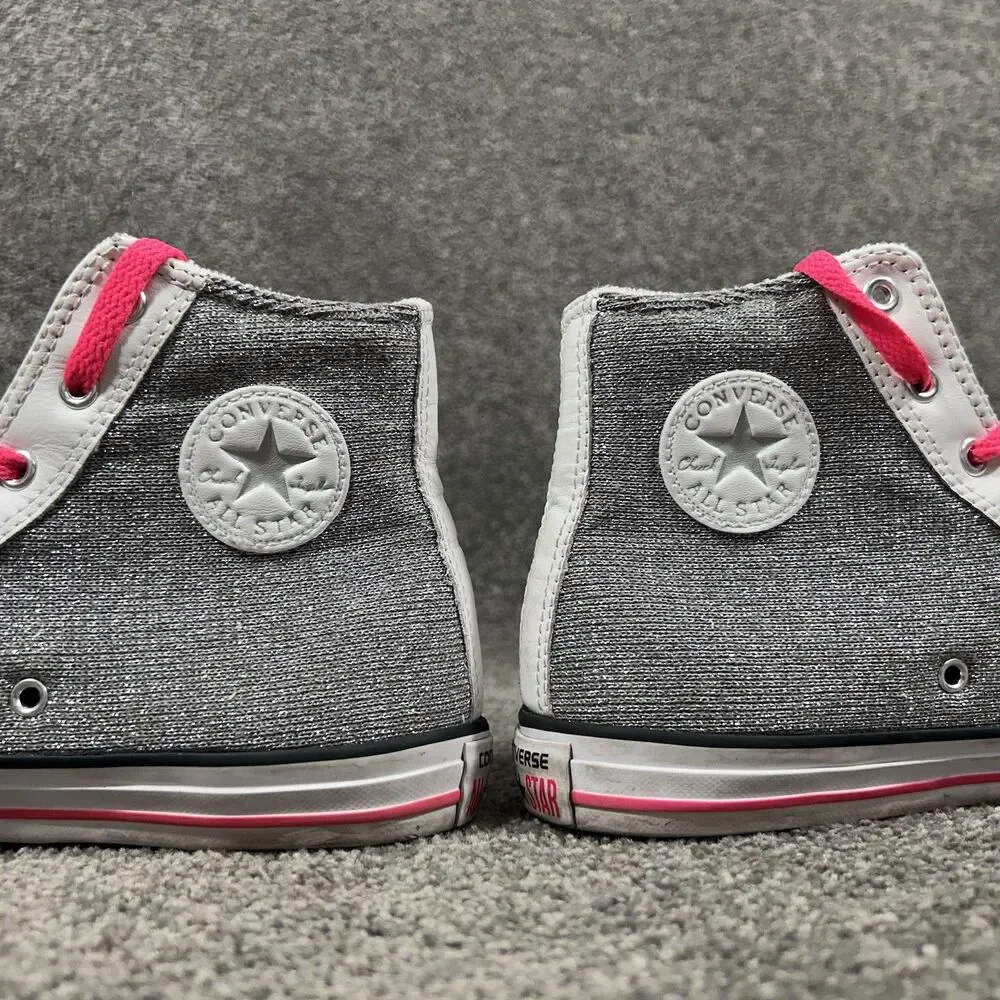 Converse Chuck Taylor Side Zip Hi Top 650600C Girls Sz 6 Silver White Shoes Used